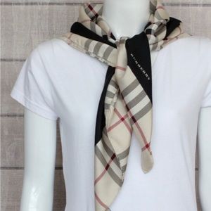 Burberry silk scarf large checked beige red black